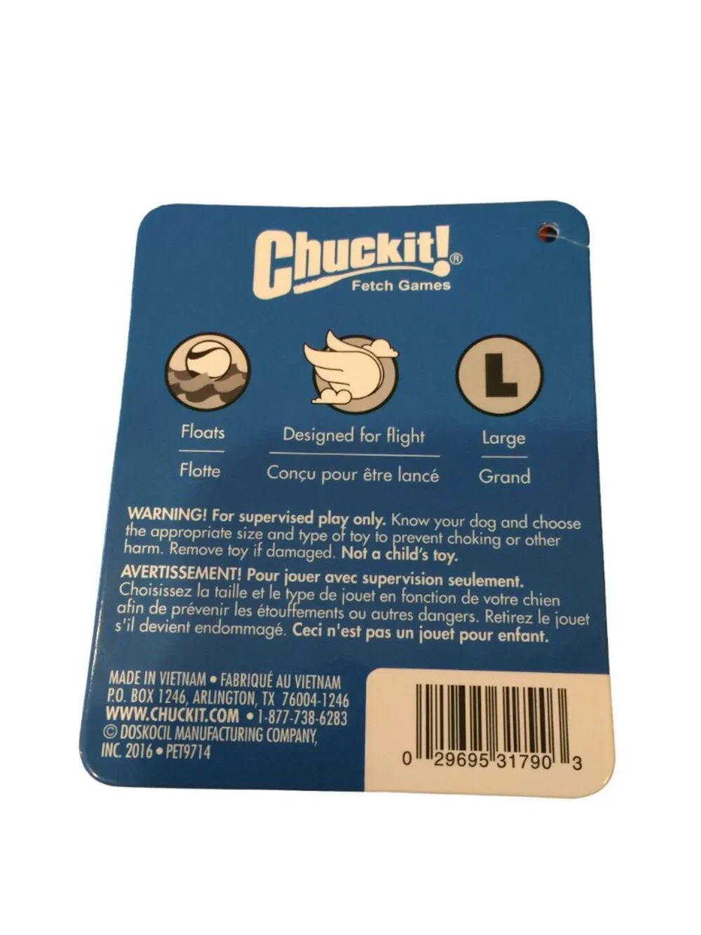 CHUCKIT! Liteflight Dog Flyer Large Flies Floats Aqua Orange Dog Toy